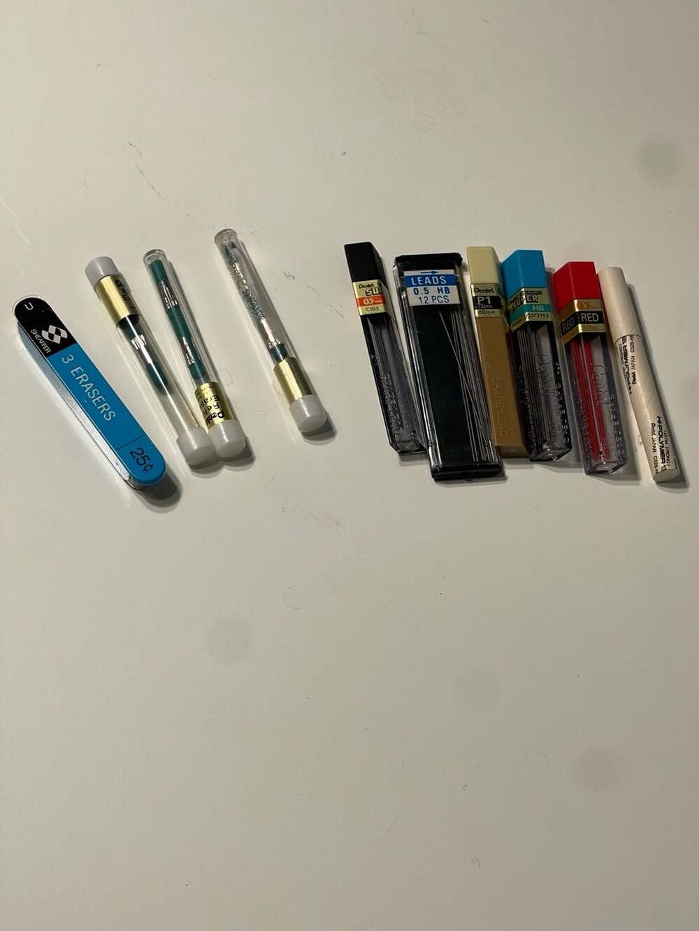Vintage Pentel Japan Mechanical Pencil Lead Refill Lot Sheaffer Eraser Drafting